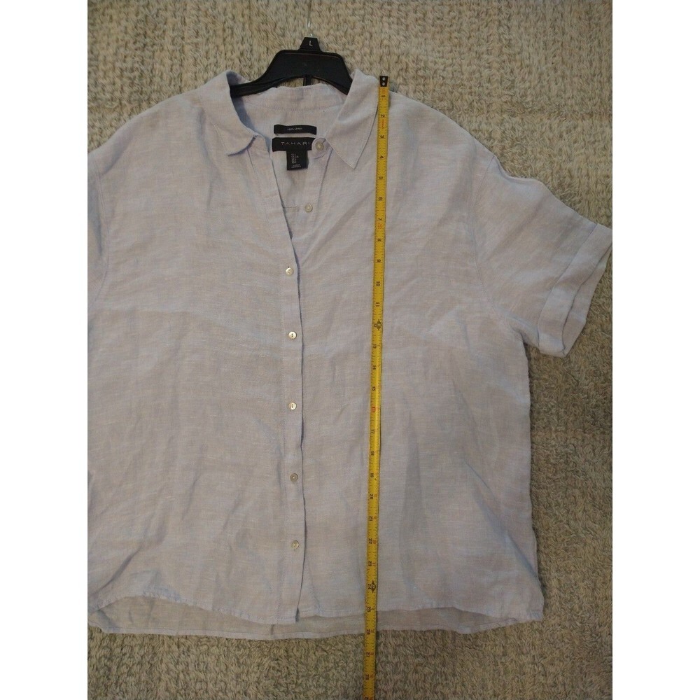 Tahari Casual Light Blue Linen Button-Up Shirt‎ - Picture 5 of 8